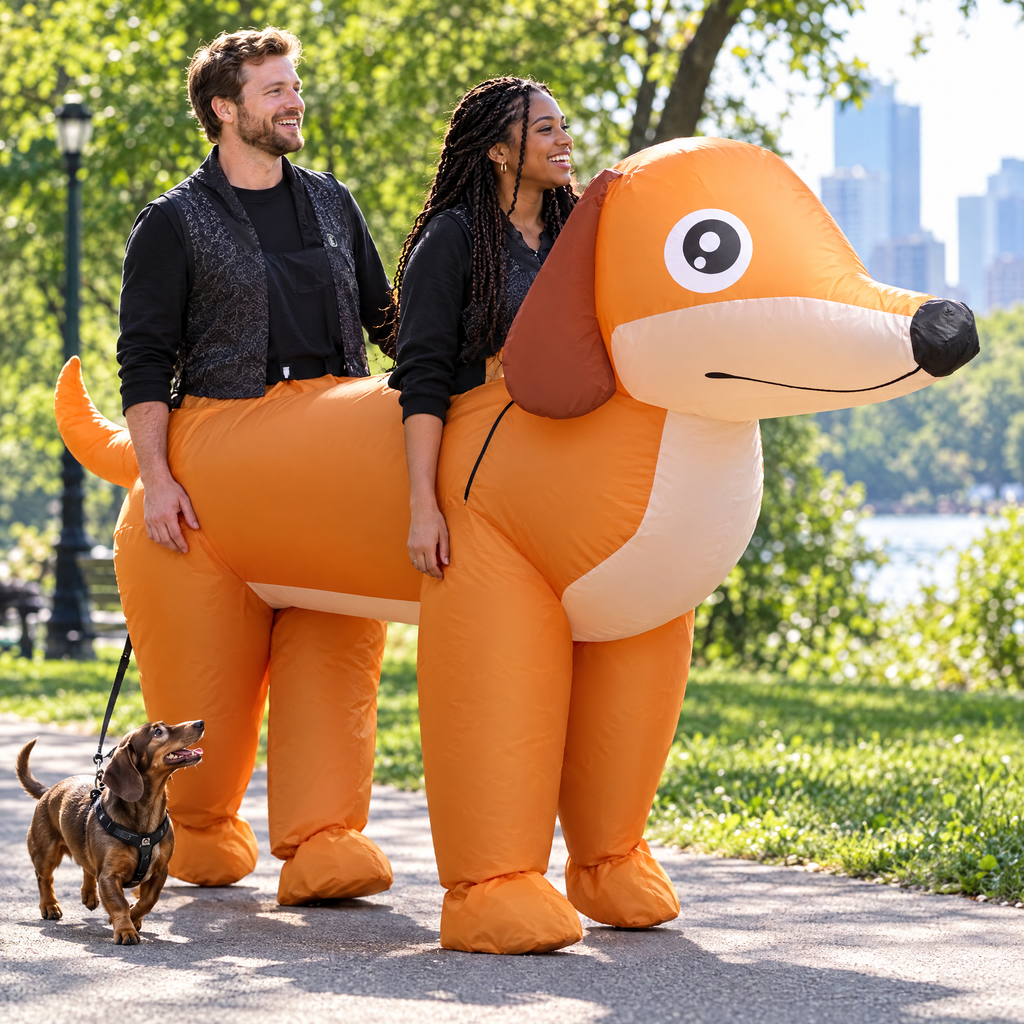 Couple in DoxieDuo at the park