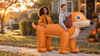 Friends in DoxieDuo on a Halloween porch